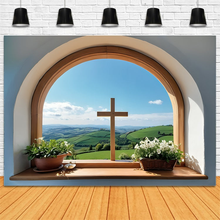 Easter Photo Backdrop Cross Over Hills Serenity Backdrop UK BRP11-317