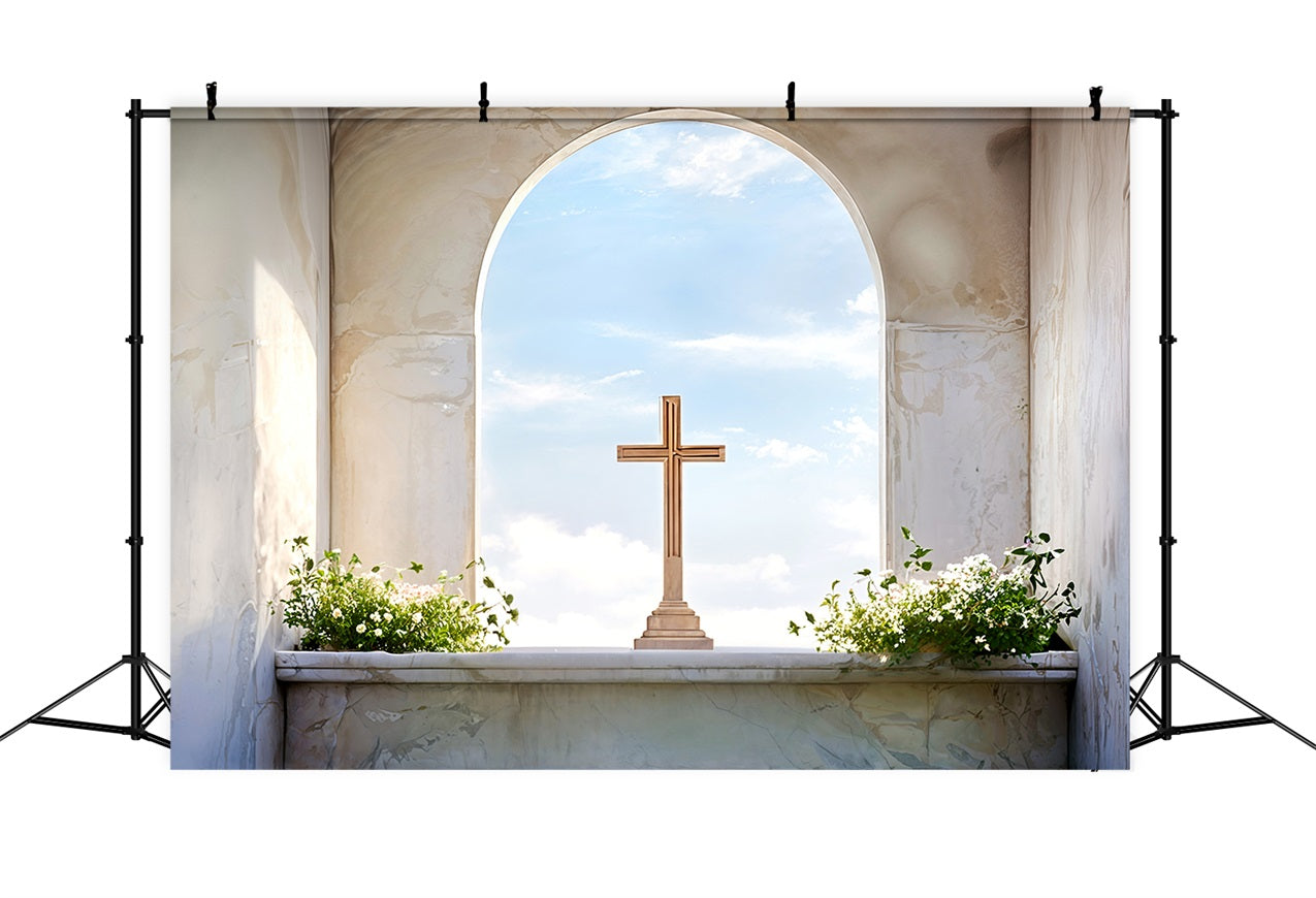 Easter Photo Backdrop Marble Arch Cross Sky Backdrop UK BRP11-323