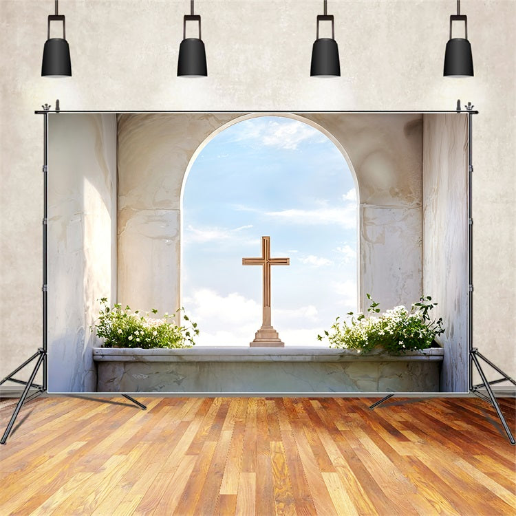 Easter Photo Backdrop Marble Arch Cross Sky Backdrop UK BRP11-323