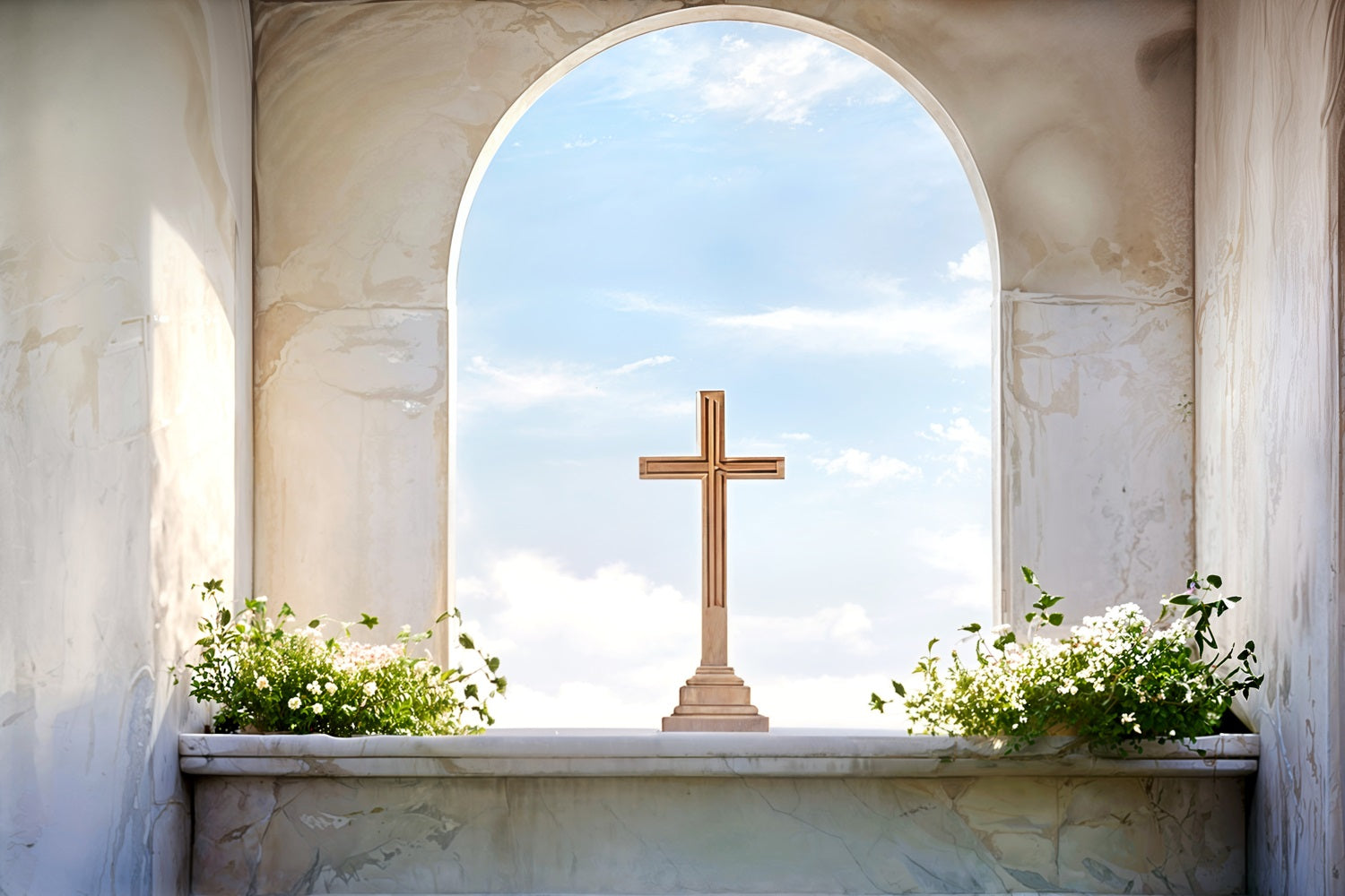 Easter Photo Backdrop Marble Arch Cross Sky Backdrop UK BRP11-323