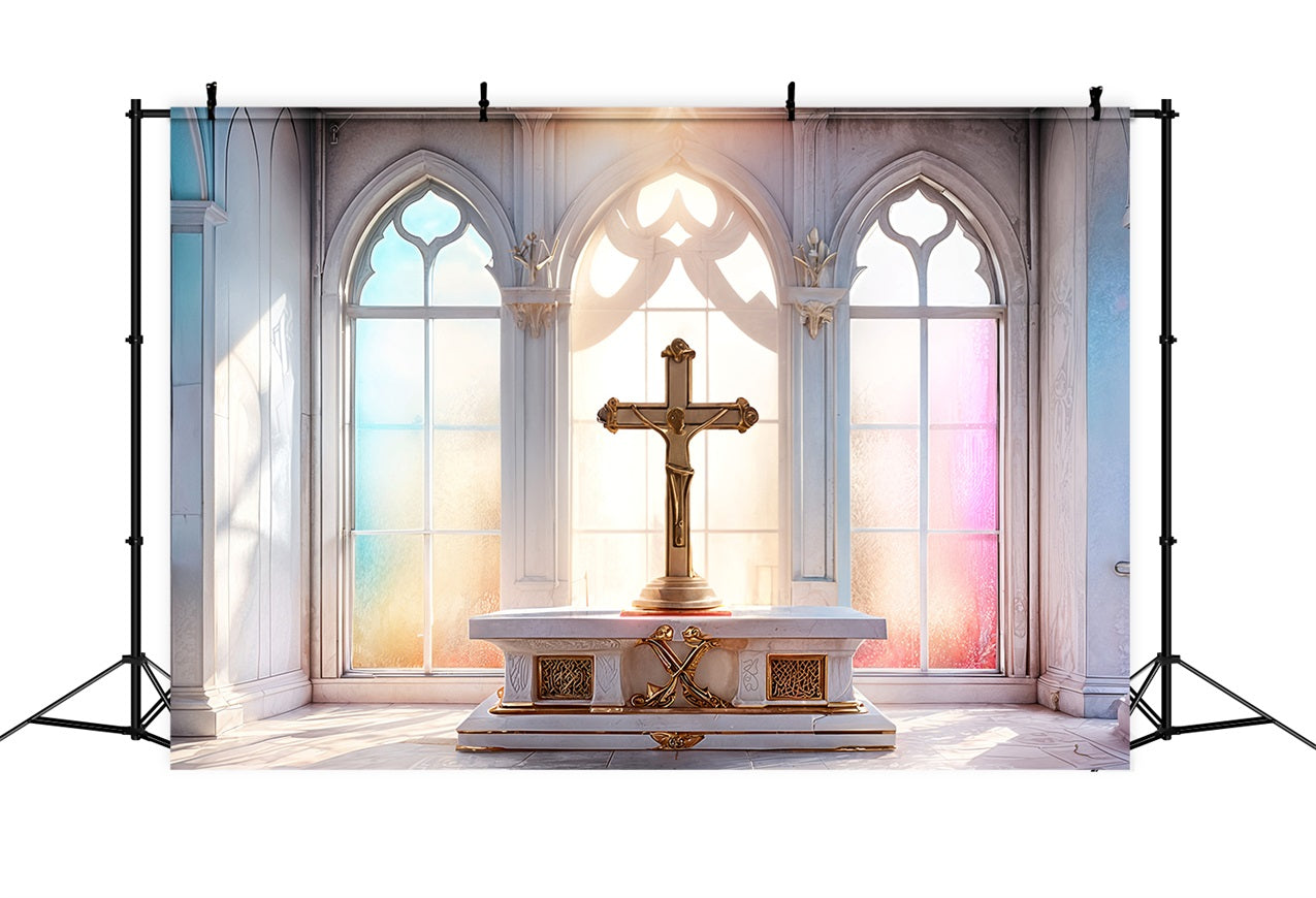 Easter Photo Backdrop Church Altar Glass Cross Backdrop UK BRP11-326