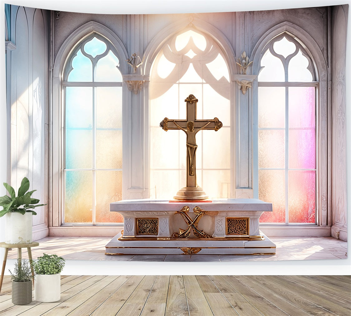 Easter Photo Backdrop Church Altar Glass Cross Backdrop UK BRP11-326