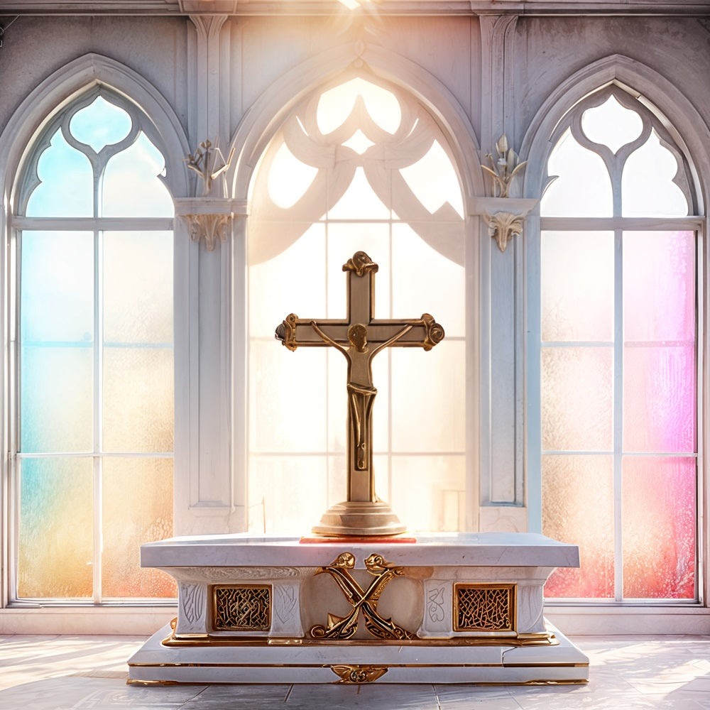 Easter Photo Backdrop Church Altar Glass Cross Backdrop UK BRP11-326