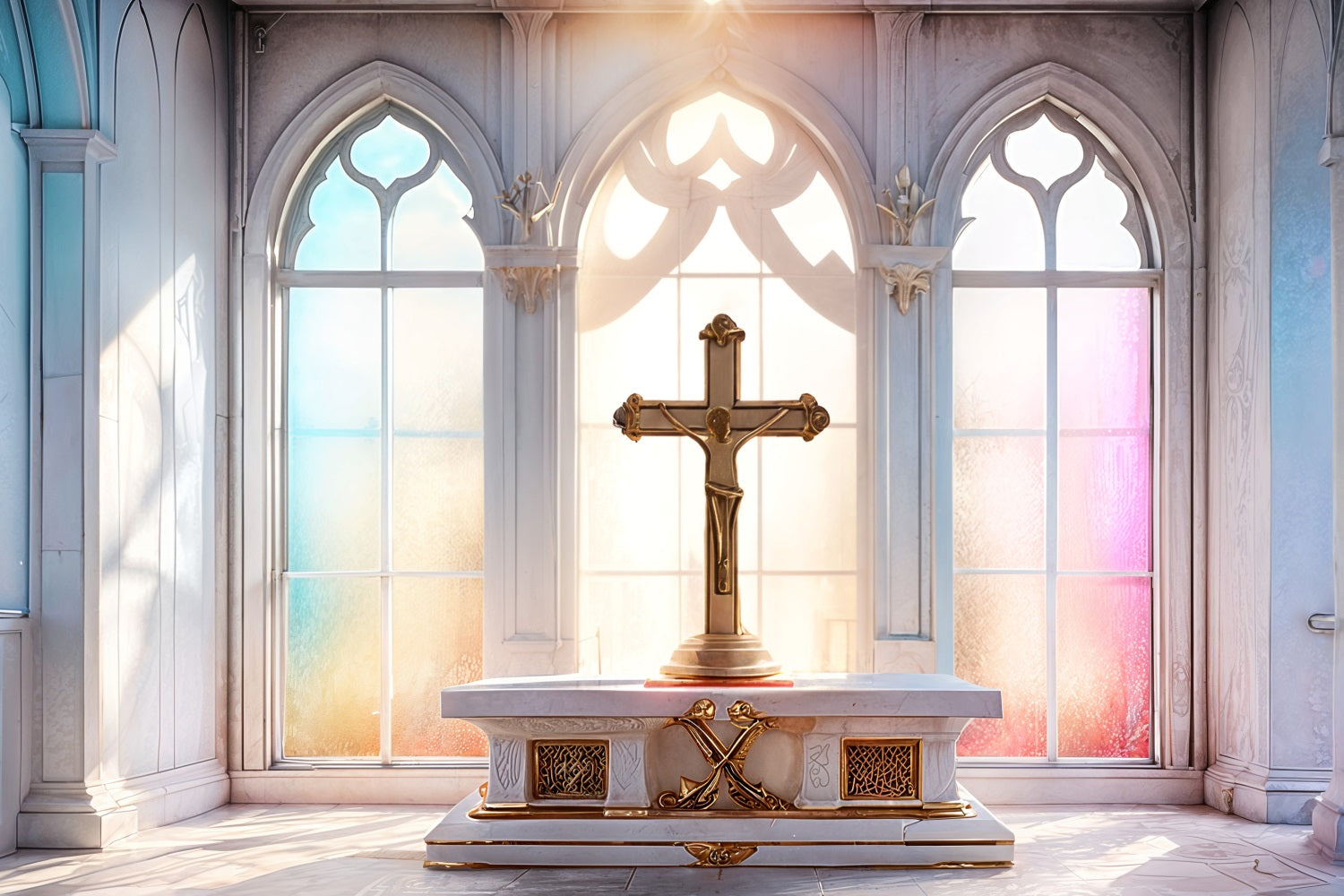 Easter Photo Backdrop Church Altar Glass Cross Backdrop UK BRP11-326