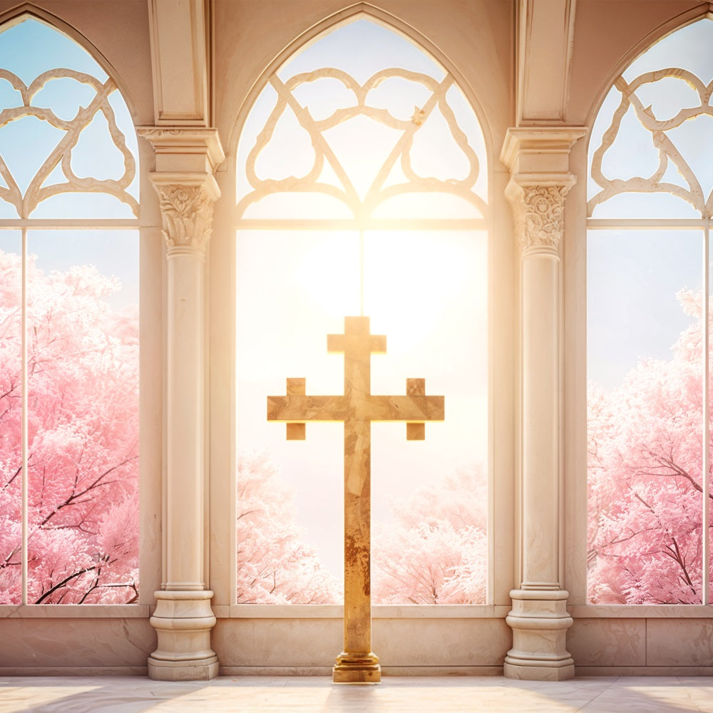 Easter Backdrop Photography Sunlight Blossoms Cross Backdrop UK BRP11-327