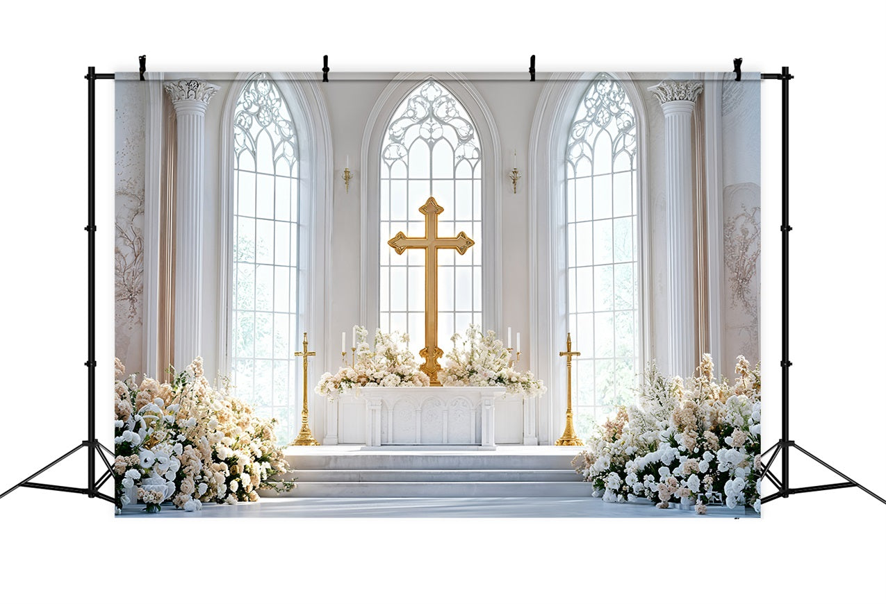 Easter Church Photo Backdrop Cross Altar Floral Backdrop UK BRP11-330