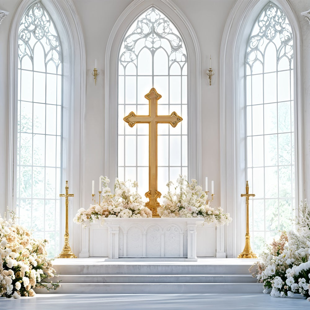 Easter Church Photo Backdrop Cross Altar Floral Backdrop UK BRP11-330