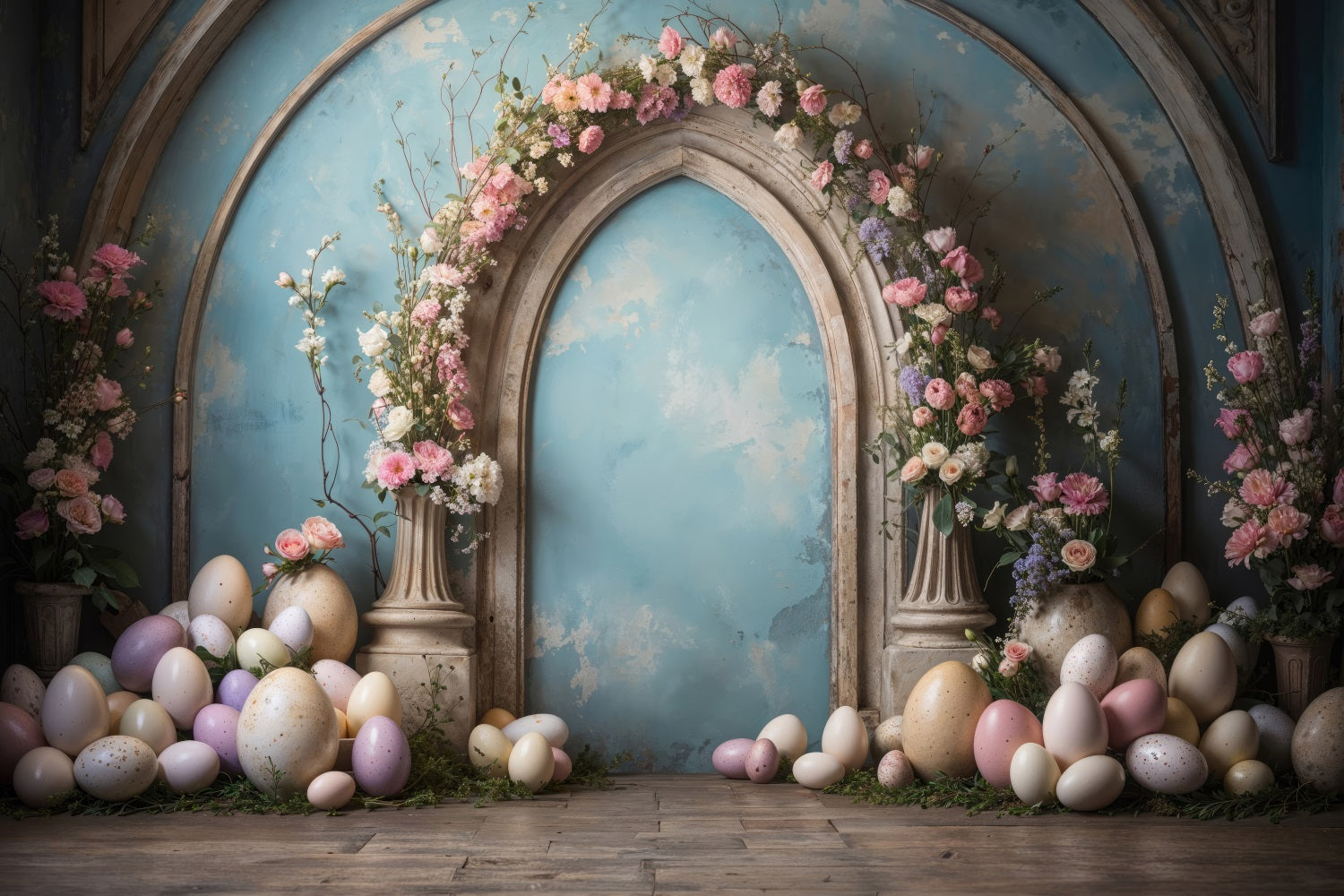 Easter Photoshoot Backdrop Egg Arch Blooming Floral Backdrop UK BRP11-333