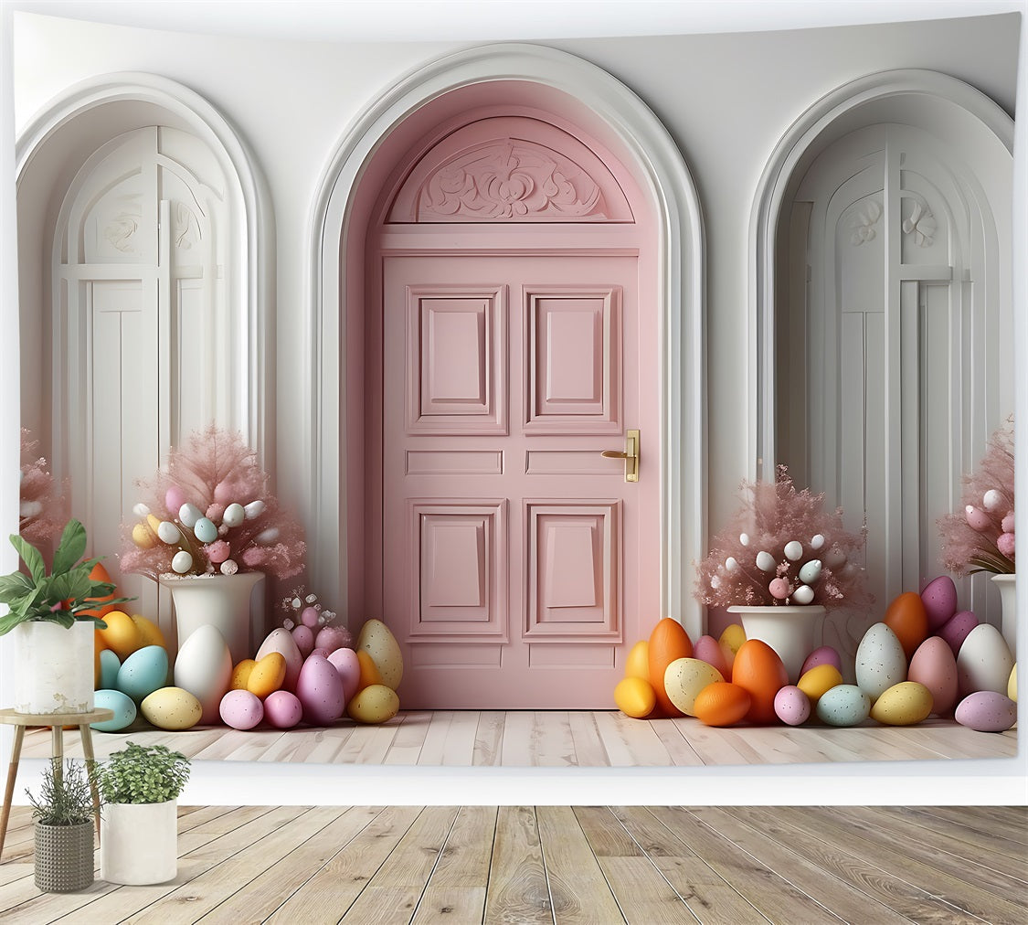 Easter Photo Booth Backdrop Door Surrounded Eggs Backdrop UK BRP11-334