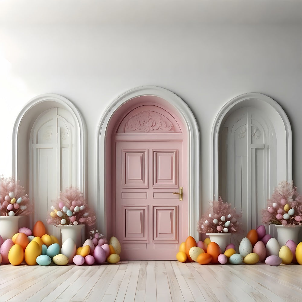 Easter Photo Booth Backdrop Door Surrounded Eggs Backdrop UK BRP11-334