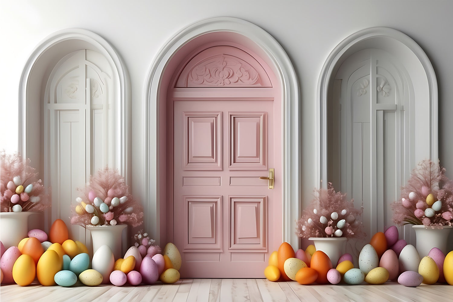 Easter Photo Booth Backdrop Door Surrounded Eggs Backdrop UK BRP11-334