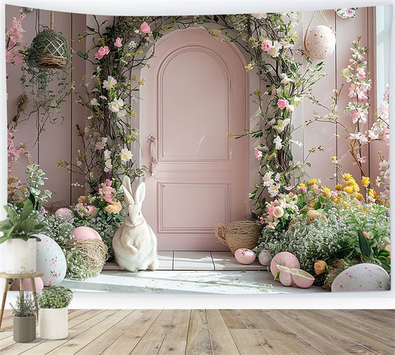 Easter Bunny Photo Backdrop Door Floral Arch Backdrop UK BRP11-339