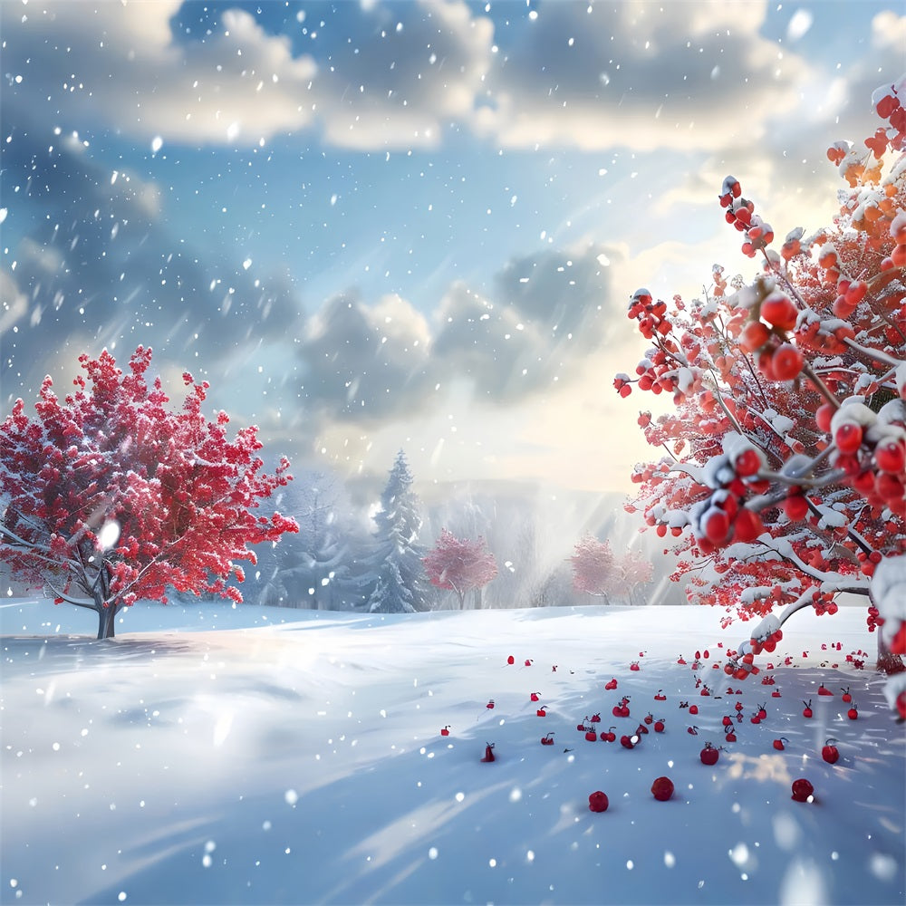 Backdrop Winter Wonderland Radiant Red Trees Snow Backdrop UK BRP11-34