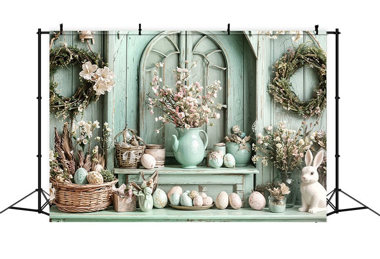 Easter Bunny Backdrop Ideas Shelf Wreaths Eggs Backdrop UK BRP11-341