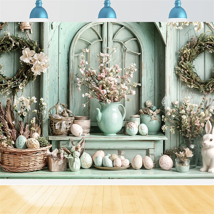 Easter Bunny Backdrop Ideas Shelf Wreaths Eggs Backdrop UK BRP11-341