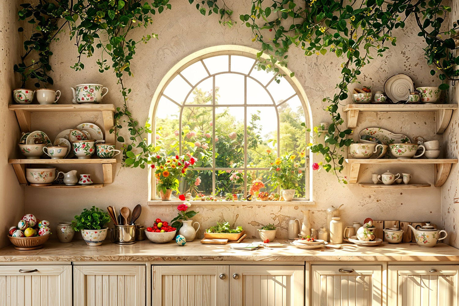 Easter Picture Backdrop Kitchen Window Floral Backdrop UK BRP11-343