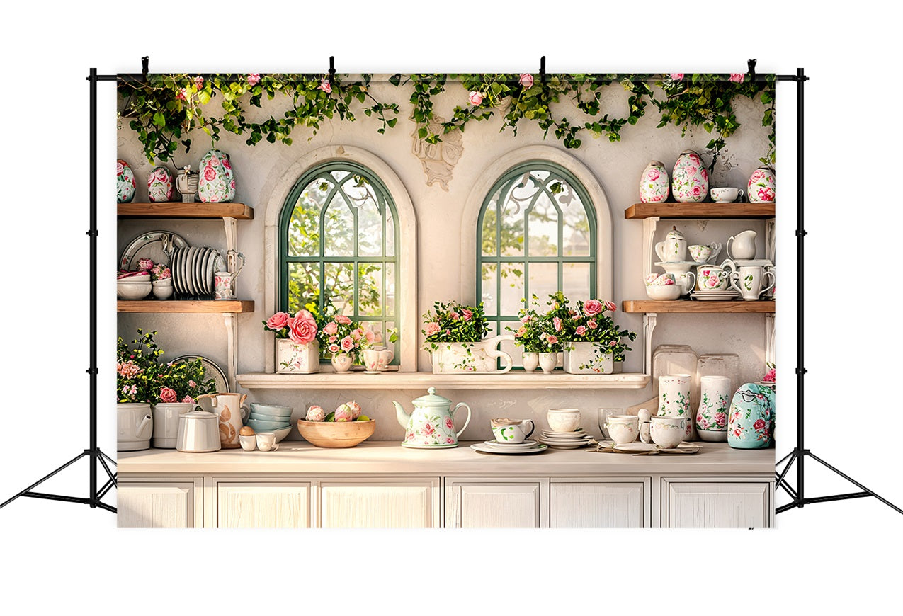 Easter Backdrop Photo Window Kitchen Roses Backdrop UK BRP11-345