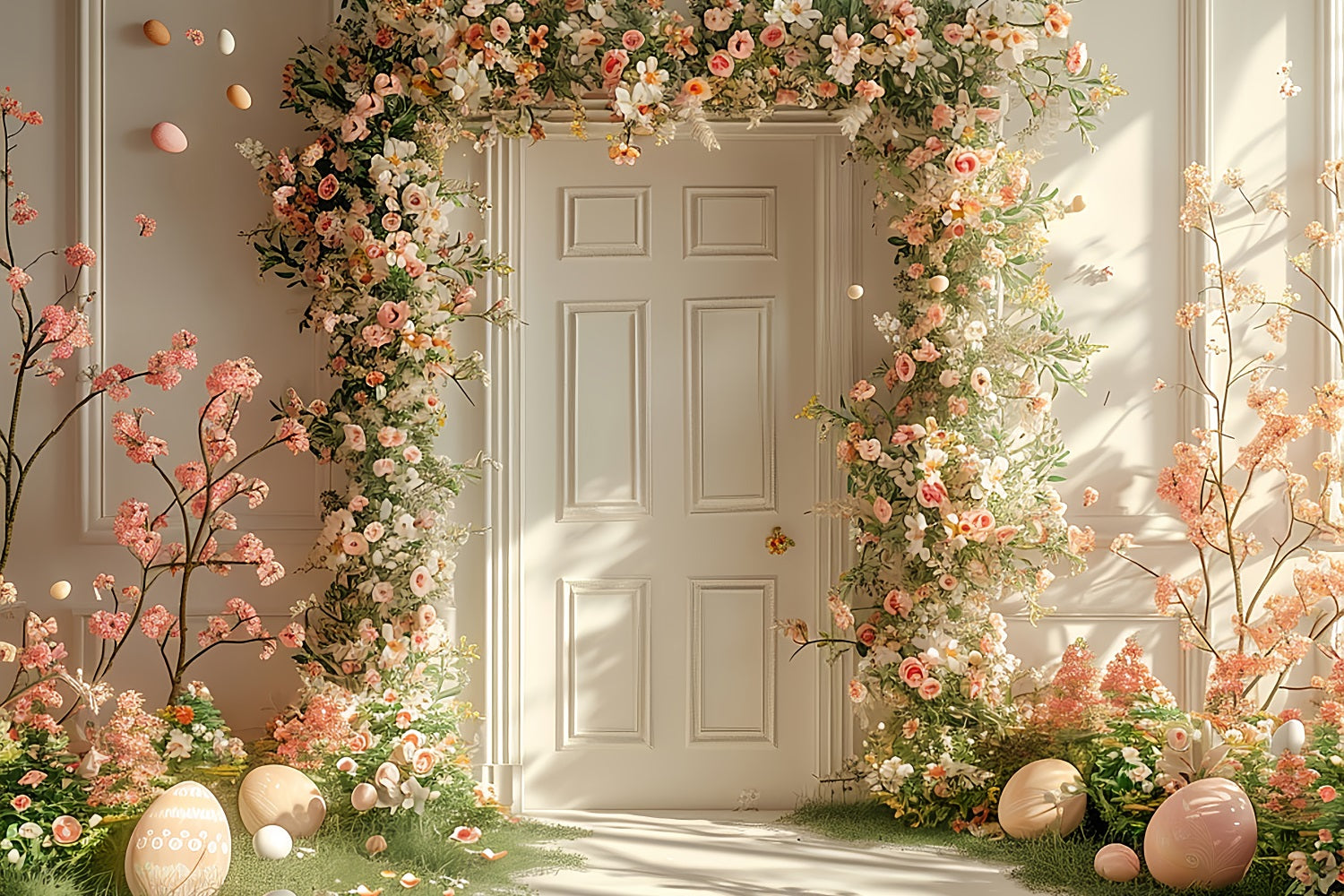 Happy Easter Backdrops Egg Blooming Flower Arch Backdrop UK BRP11-349