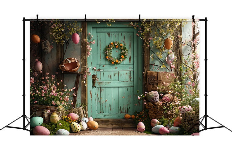 Photo Backdrop Easter Green Door Egg Decor Backdrop UK BRP11-350