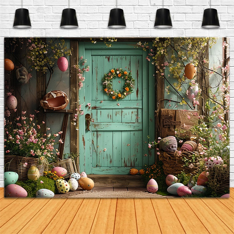 Photo Backdrop Easter Green Door Egg Decor Backdrop UK BRP11-350