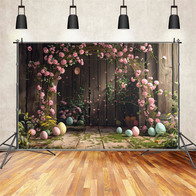 Easter Photo Backdrops Floral Egg Wooden Archway Backdrop UK BRP11-356