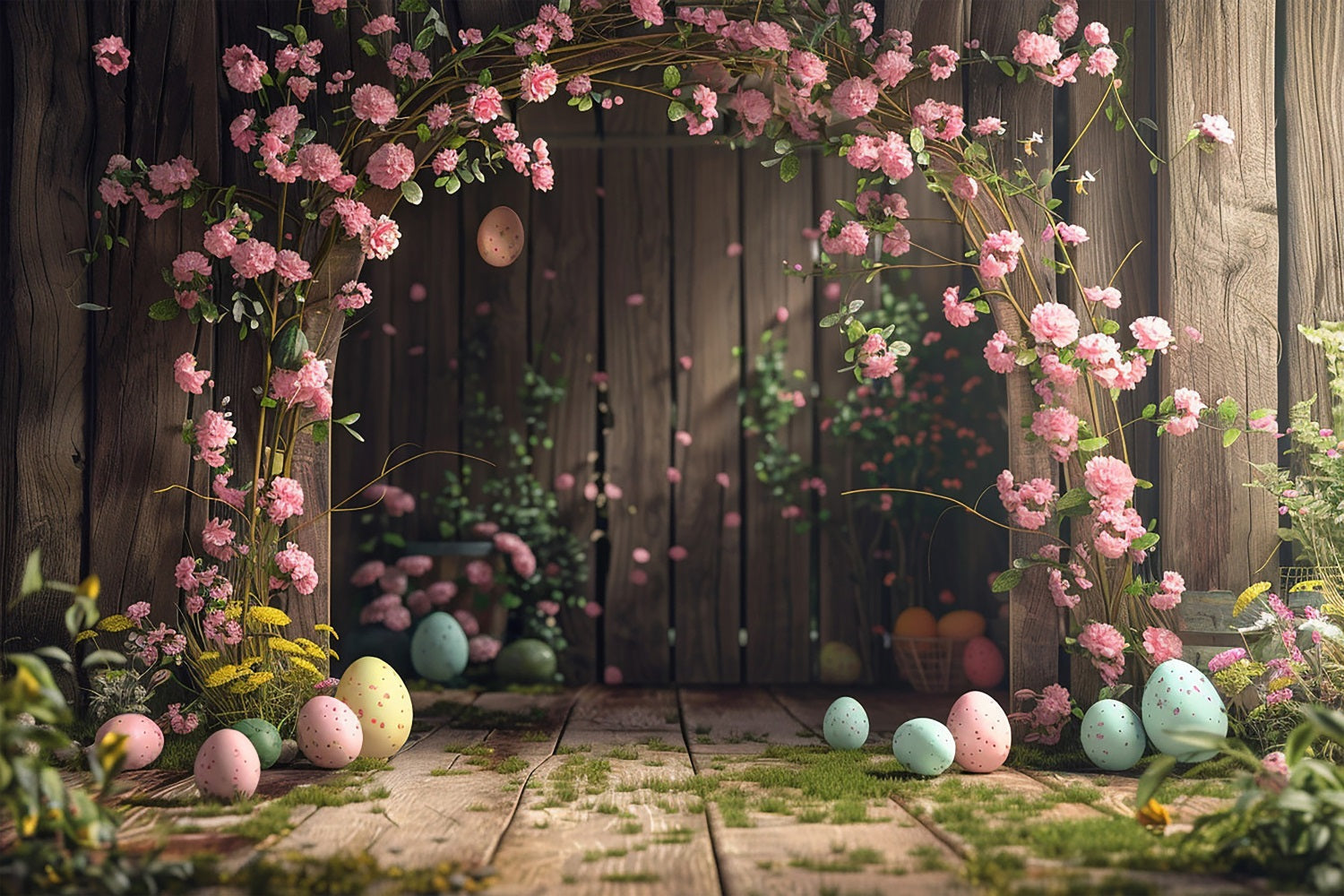 Easter Photo Backdrops Floral Egg Wooden Archway Backdrop UK BRP11-356