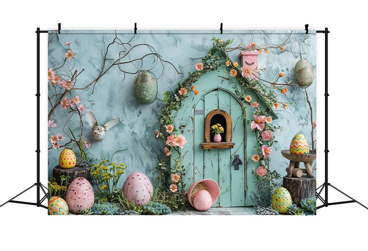 Easter Party Backdrop Egg House Spring Backdrop UK BRP11-358