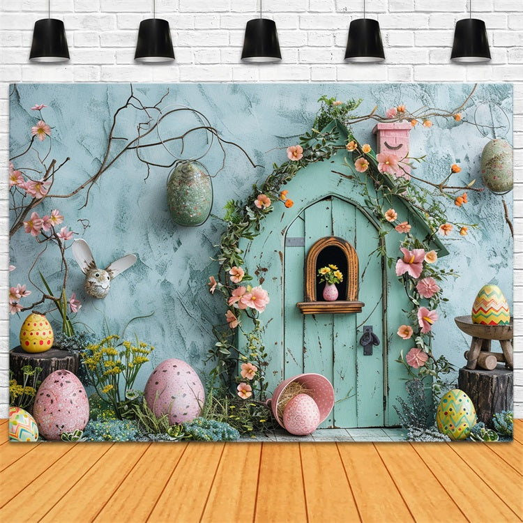 Easter Party Backdrop Egg House Spring Backdrop UK BRP11-358