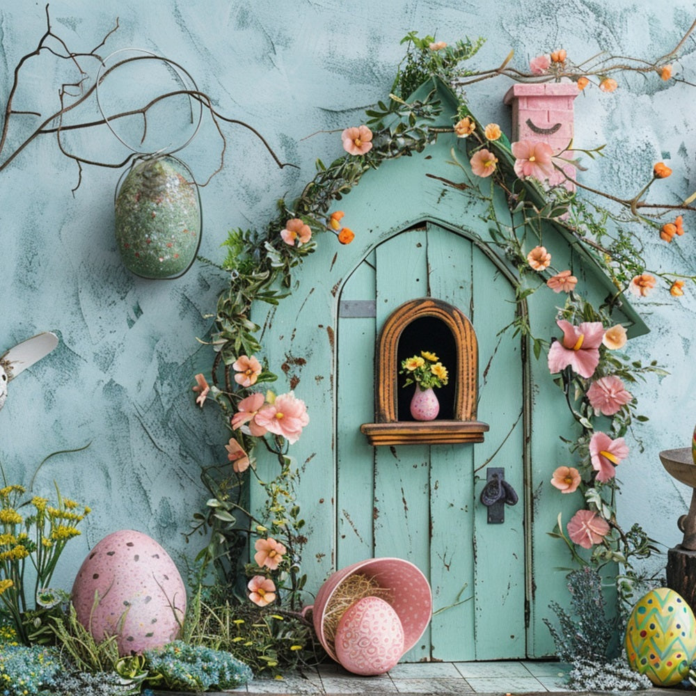 Easter Party Backdrop Egg House Spring Backdrop UK BRP11-358