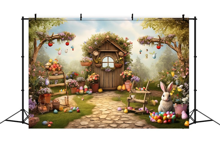 Happy Easter Backdrops Bunny Garden Path Eggs Backdrop UK BRP11-360