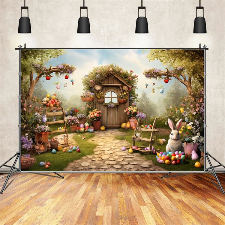 Happy Easter Backdrops Bunny Garden Path Eggs Backdrop UK BRP11-360