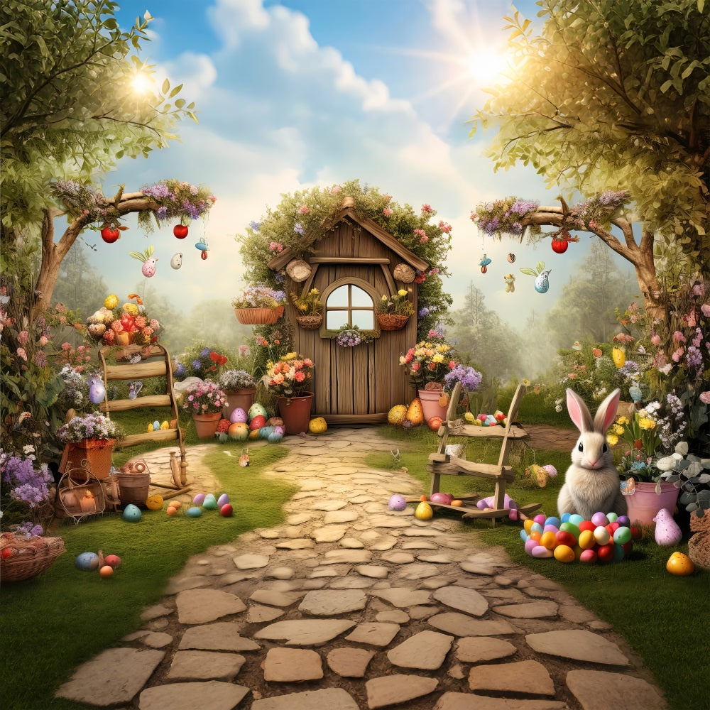 Happy Easter Backdrops Bunny Garden Path Eggs Backdrop UK BRP11-360