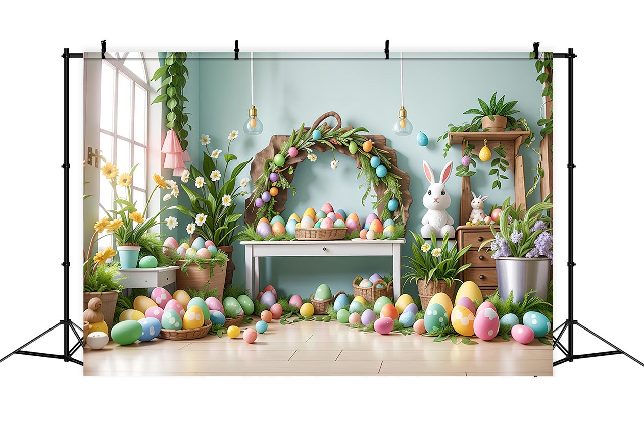 Easter Backdrop Ideas Bunny Table Vibrant Eggs Backdrop UK BRP11-361