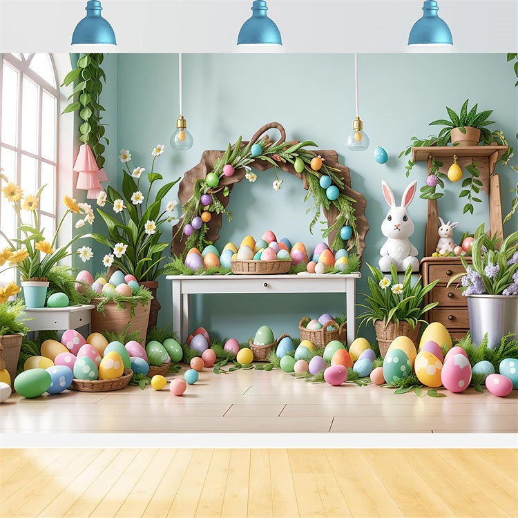 Easter Backdrop Ideas Bunny Table Vibrant Eggs Backdrop UK BRP11-361