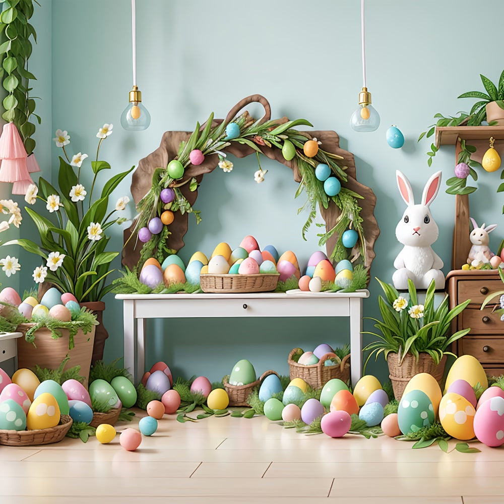 Easter Backdrop Ideas Bunny Table Vibrant Eggs Backdrop UK BRP11-361