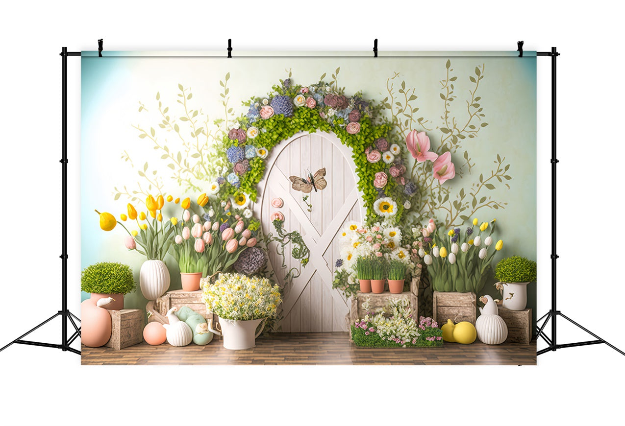 Easter Backdrops Tulip Butterfly Door Decor Backdrop UK BRP11-362