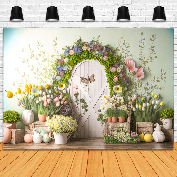 Easter Backdrops Tulip Butterfly Door Decor Backdrop UK BRP11-362