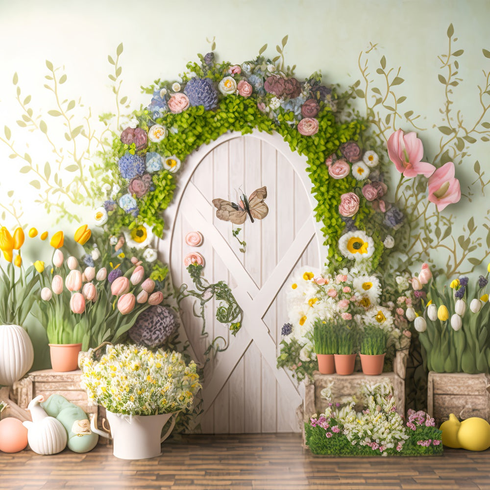 Easter Backdrops Tulip Butterfly Door Decor Backdrop UK BRP11-362