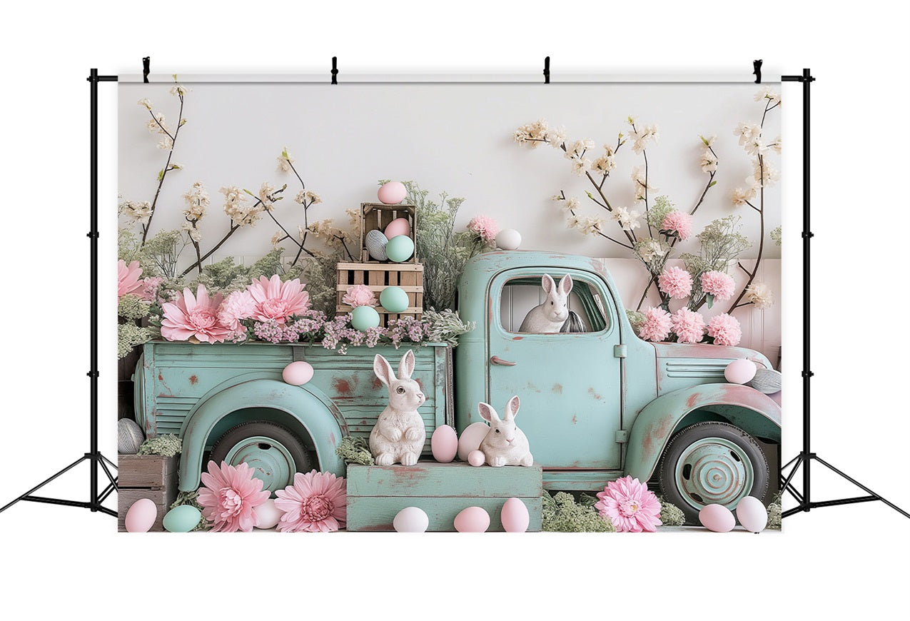 Easter Picture Backdrops Truck Eggs Bunny Backdrop UK BRP11-365