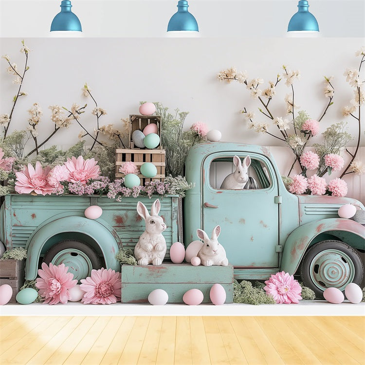 Easter Picture Backdrops Truck Eggs Bunny Backdrop UK BRP11-365