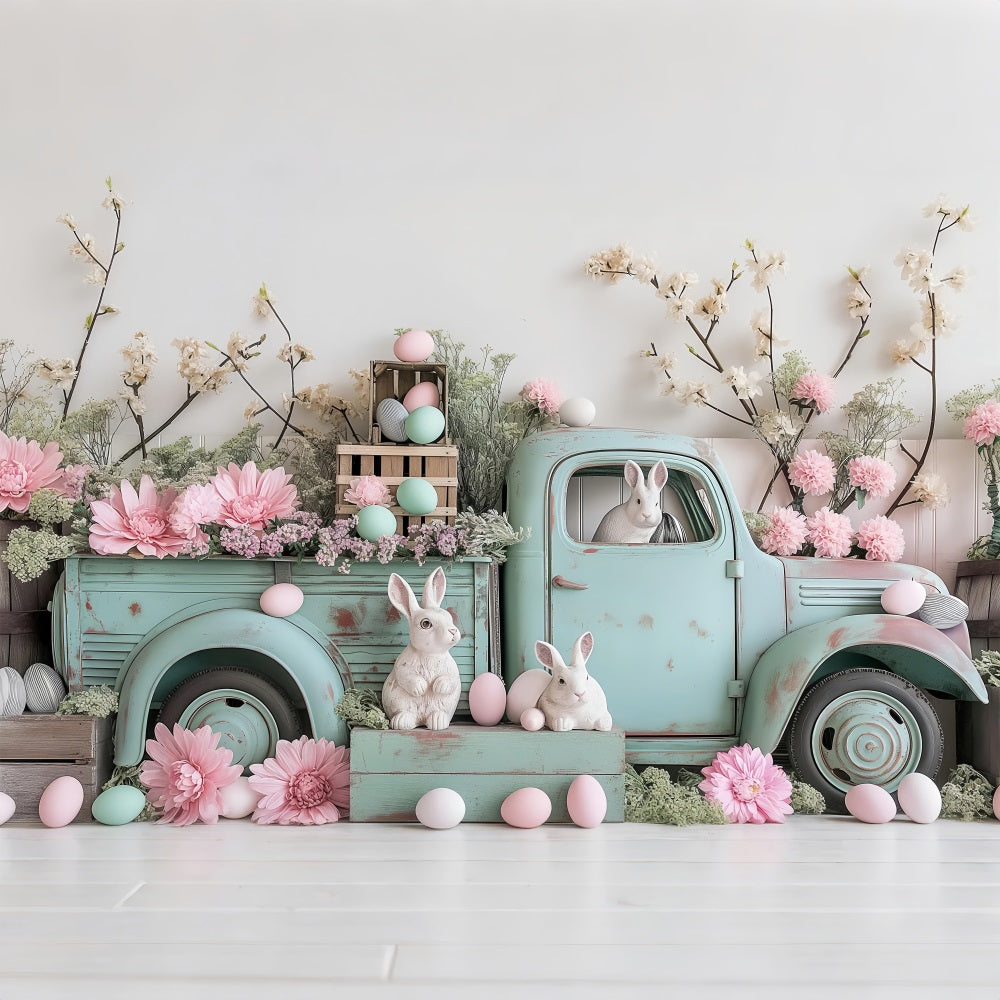 Easter Picture Backdrops Truck Eggs Bunny Backdrop UK BRP11-365