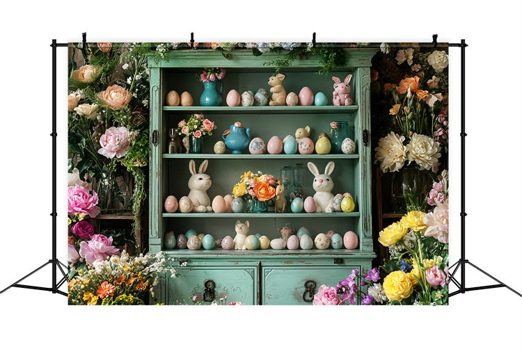 Easter Bunny Backdrop Shelf Floral Eggs Backdrop UK BRP11-367