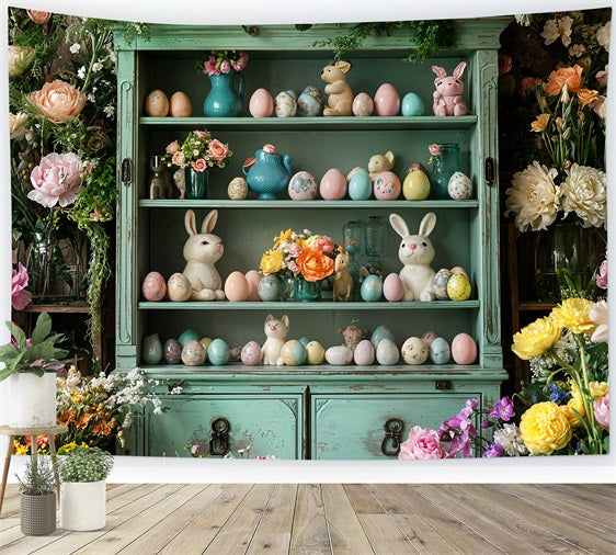 Easter Bunny Backdrop Shelf Floral Eggs Backdrop UK BRP11-367