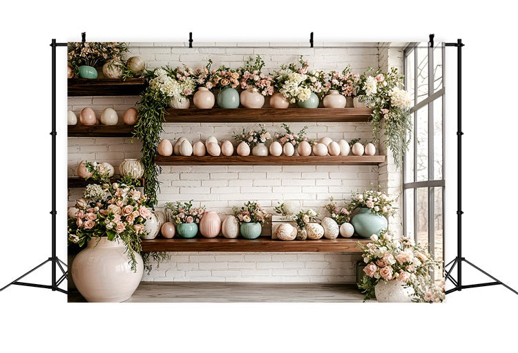 Easter Backdrop Ideas Spring Floral Shelf Eggs Backdrop UK BRP11-368