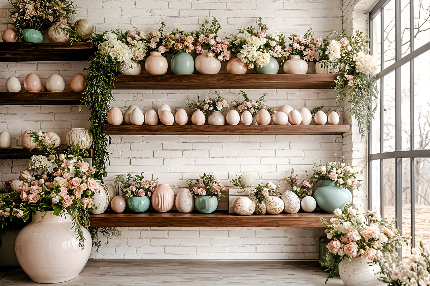 Easter Backdrop Ideas Spring Floral Shelf Eggs Backdrop UK BRP11-368