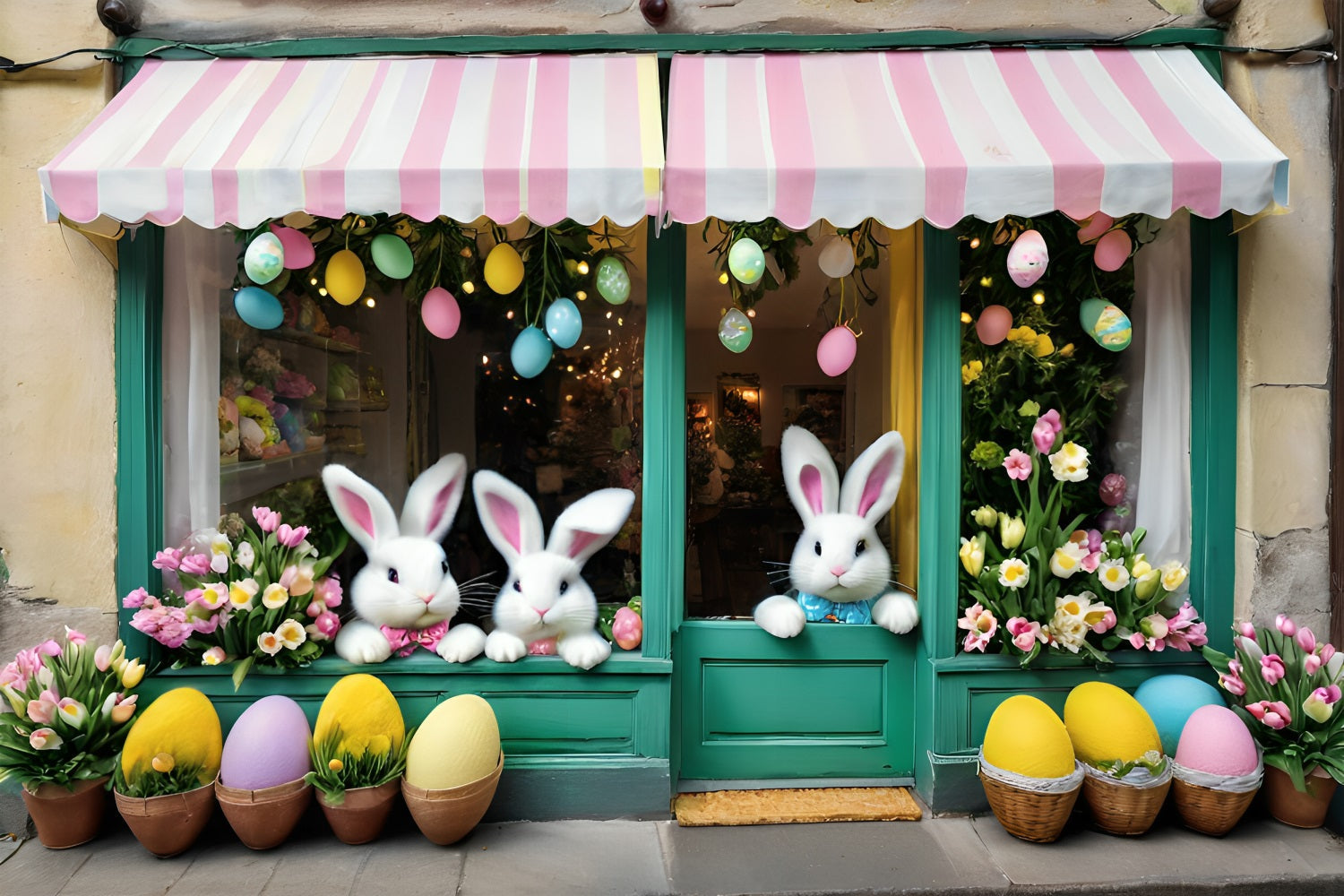 Easter Backdrop Ideas Tulips Window Bunny Backdrop UK BRP11-371