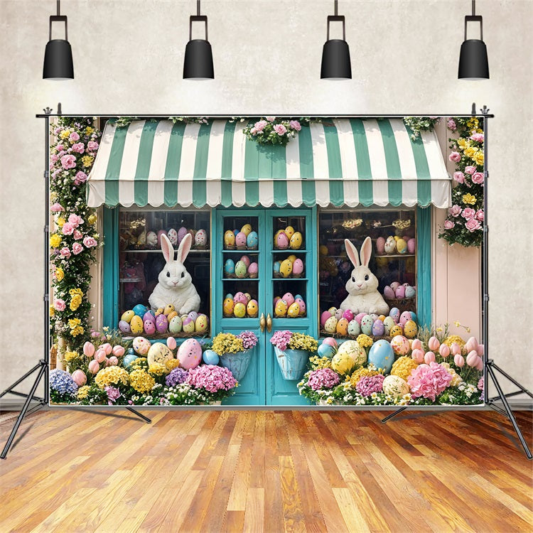 Easter Backdrops Floral Bunny Shop Window Backdrop UK BRP11-372