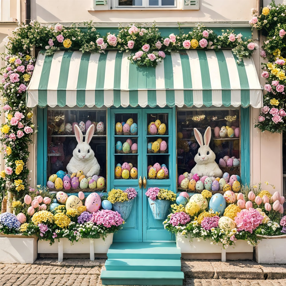 Easter Backdrops Floral Bunny Shop Window Backdrop UK BRP11-372