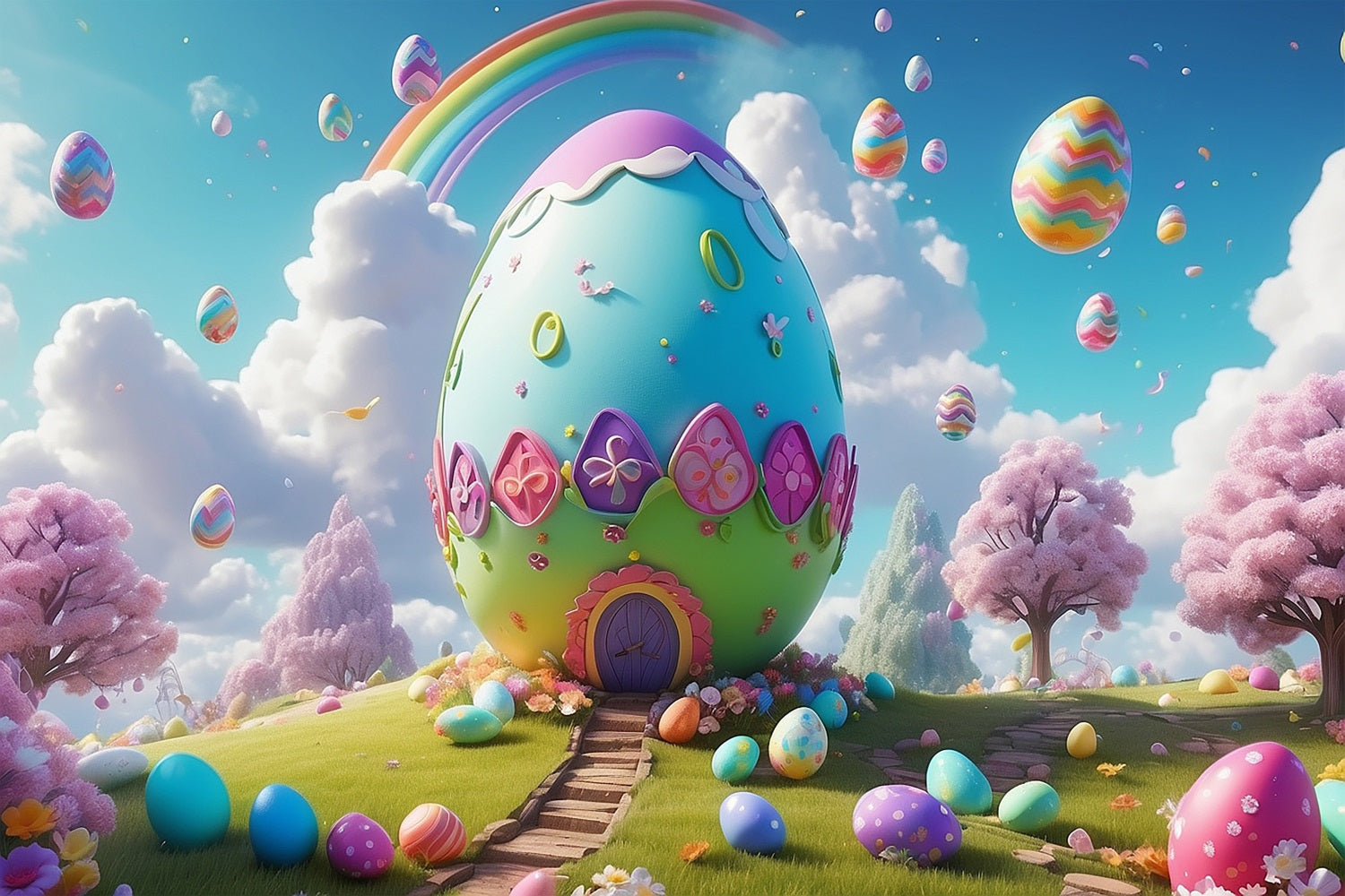 Easter Egg Backdrop Fantasy Meadow Rainbow Backdrop UK BRP11-373