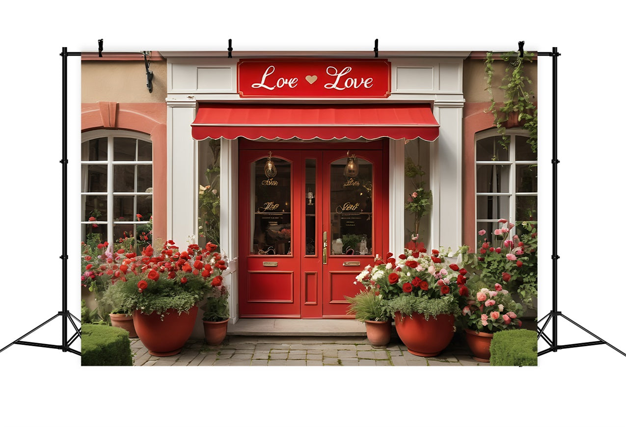 Valentine Backdrop Ideas Floral Love-Inspired Red Door Backdrop UK BRP11-377